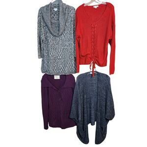 Women's 2X Sweaters Cardigans Pullovers Wholesale Bulk Lot of 4 2XL XXL 18W 20W